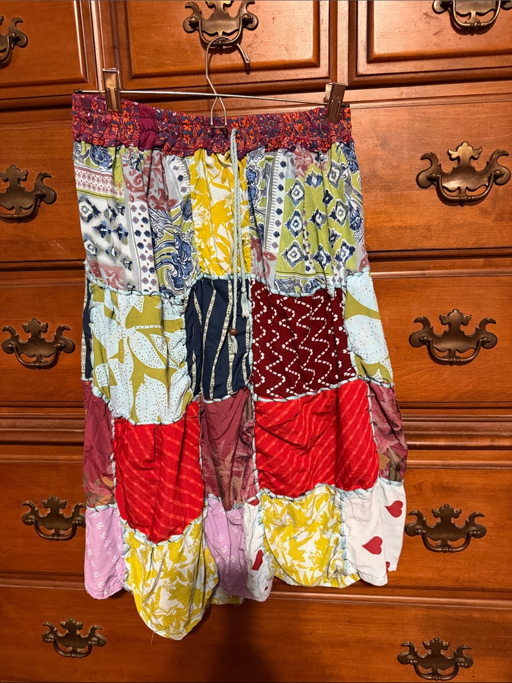 Hand Crafted Multicolor Boho Patchwork Maxi Skirt